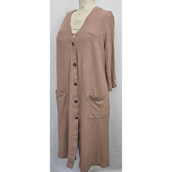 Pure Jill Hemp Organic Hemp Cotton Blend Long Cardigan Duster Womens M Boho Chic - Picture 1 of 9